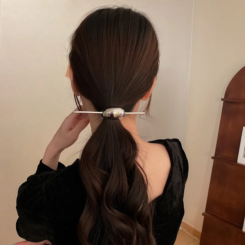 Zilverkleurige Metalen Boog Metalen Haar Styling Tool Haaraccessoires Minimalistische Haarstokken Voor Vrouwen Haarspeld Barrette Kapsel 2022