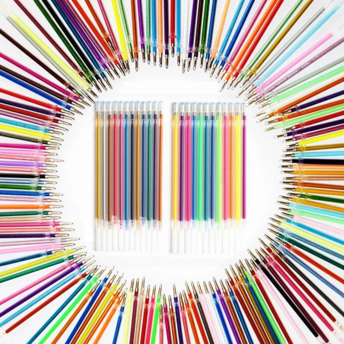 48/100 Color Glitter Gel Pen Refills Bulk – 1.0mm Tip, Vibrant Metallic & Fluorescent Ink School, Office, Art Stationery