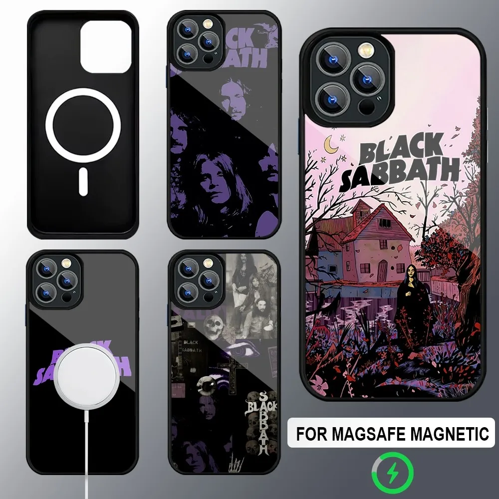 B-Black S-Sabbath Band Phone Case Magsafe Wireless Charging Cases For IPhone 16 15 13 12 11 14 Pro Max Mini 8 Plus XS X XR