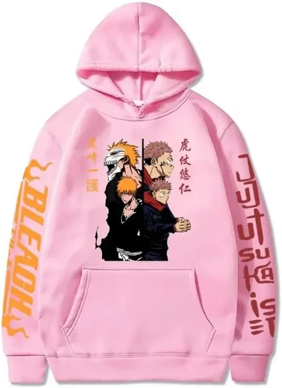 Anime Jujutsu Kaisen Hoodie Men/Women Itadori Yuji Print Sweatshirts Bleach Kurosaki Ichigo Pullovers Streetwear Unisex