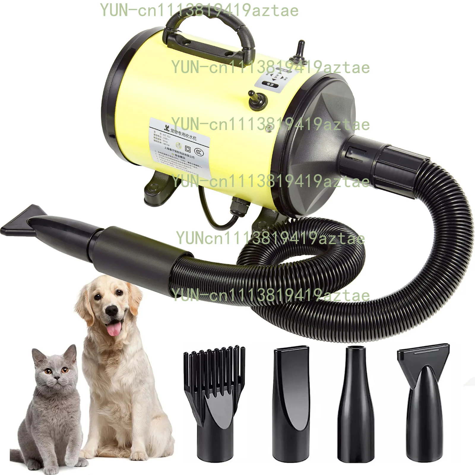 High Power Low Noise Pet Hair Dryer Blower Box, 2 Speed Adjustable Temperature Grooming Dryer for Large Dogs