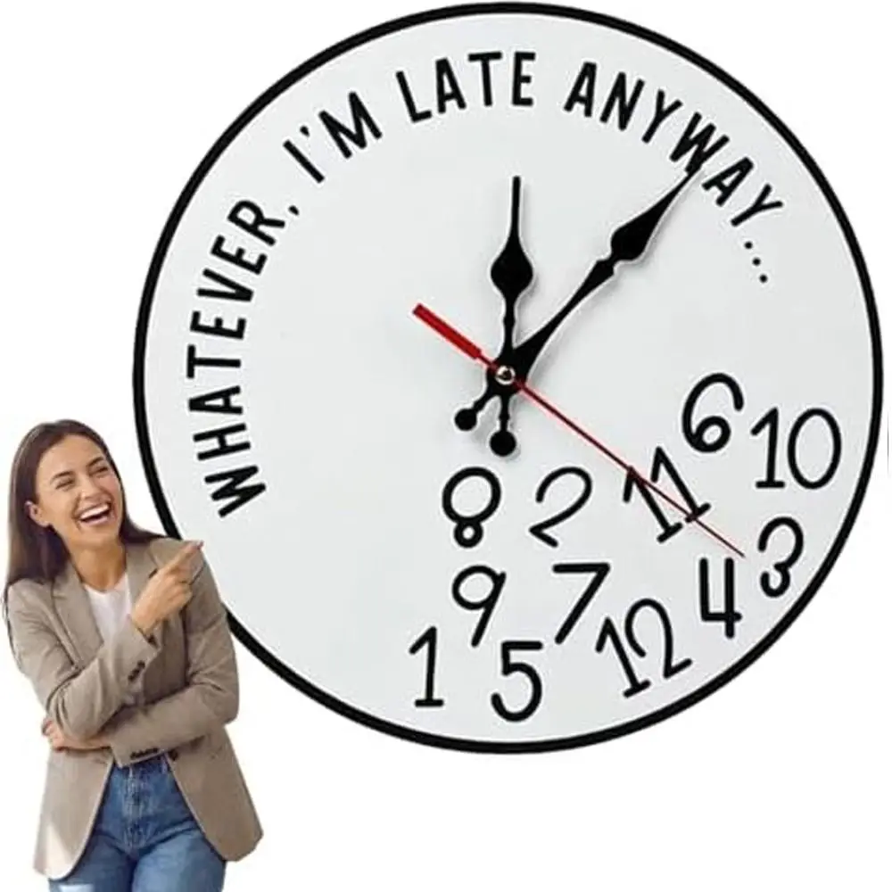 Silent Movement Round Wall Clock Non-Ticking Design Analog Display Novelty Analog Clock Wall Mountable Round Shape