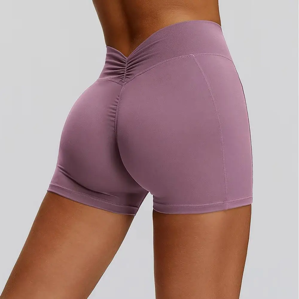 

Бесшовные женские шорты для йоги, шорты с низкой талией, спортивные эластичные шорты для бега.