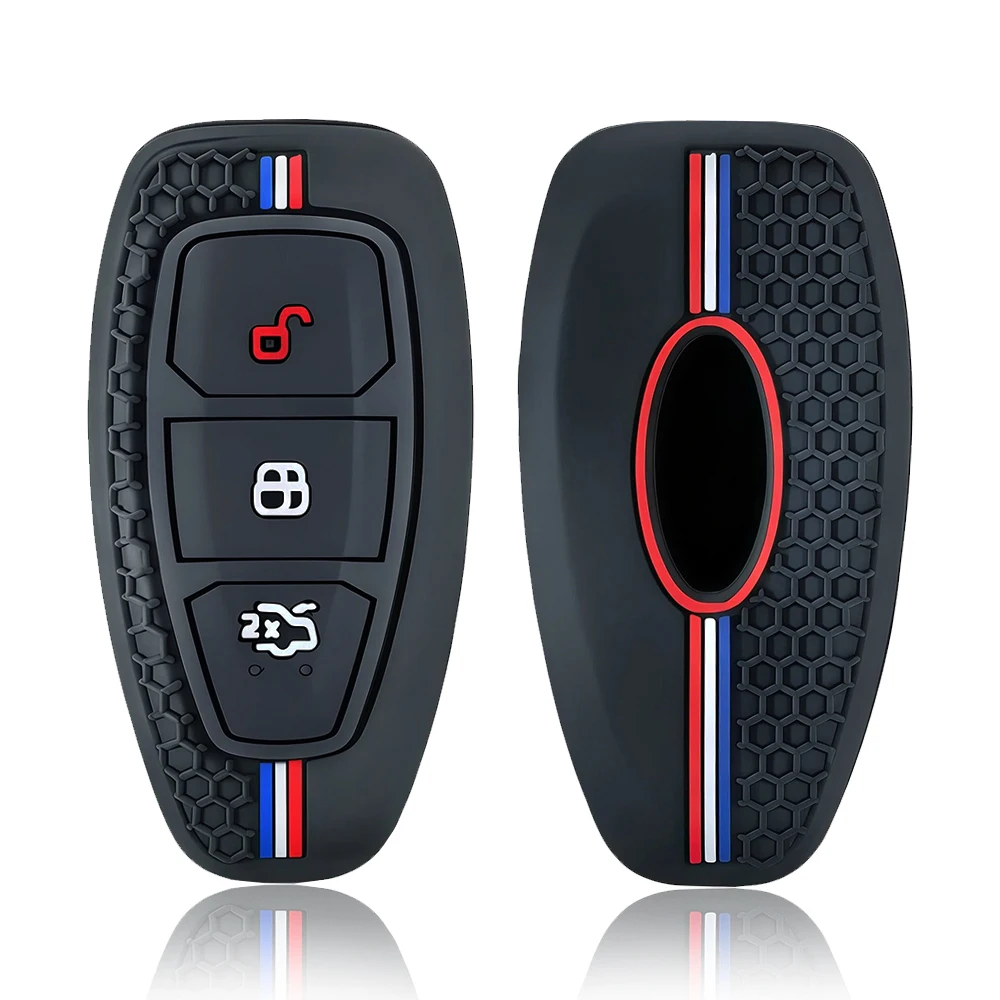 Car Key Pack for Ford ST Line Fiesta Focus Mondeo Ecosport Kuga Puma Edge Escape Metallic Silicone Car Key Fob Case Accessories