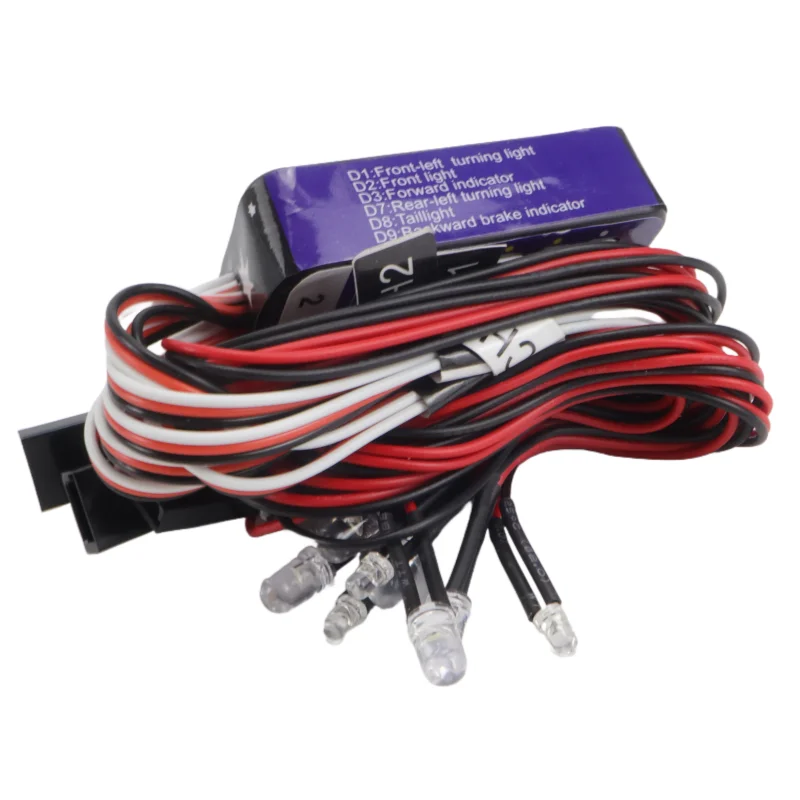 Symulacja Latarki 12 LED Zestaw Oświetleniowy Kierunkowskaz Hamulec do Modeli RC w Skali 1/10 Yokomo Tamiya HSP HPI AXIAL RC4WD TRX