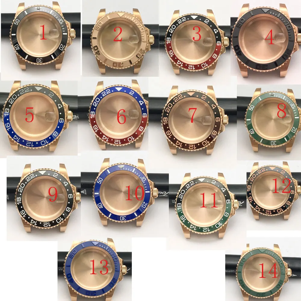 

40mm Stainless Steel Rose Gold Watch Case for NH35/NH36 Men's Mechanical Parts Case with Bezel for NH35A/NH36 Movement