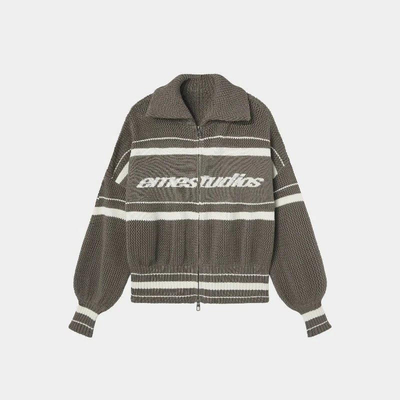 

Y2K Cardigan Sweater Fashionable Letter Embroidery Gray Knitted Casual Shirt Gothic Hip Hop High Street Men Women Striped Jacket