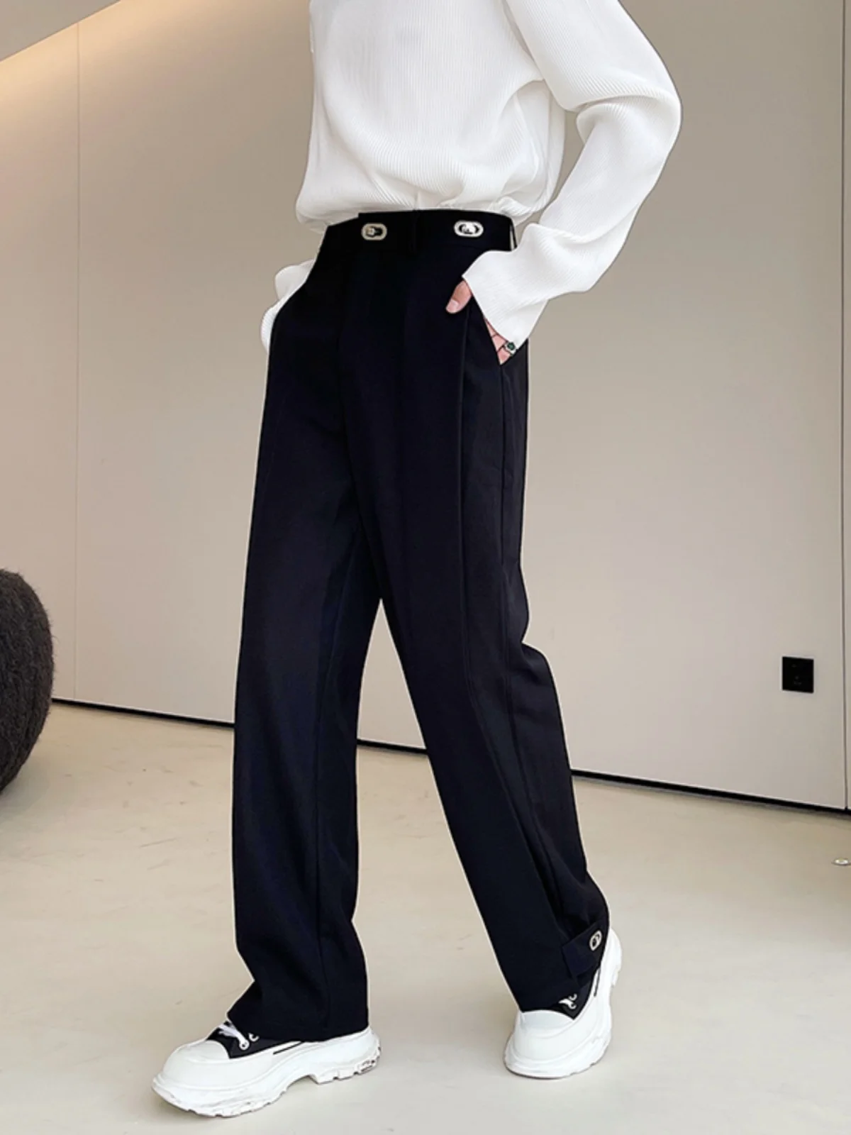 

Мужские прямые свободные брюки Bla Deconstructed 3D Metal Bule, модные, осенне-зимние, повседневные, с высокой талией, из полиэстера