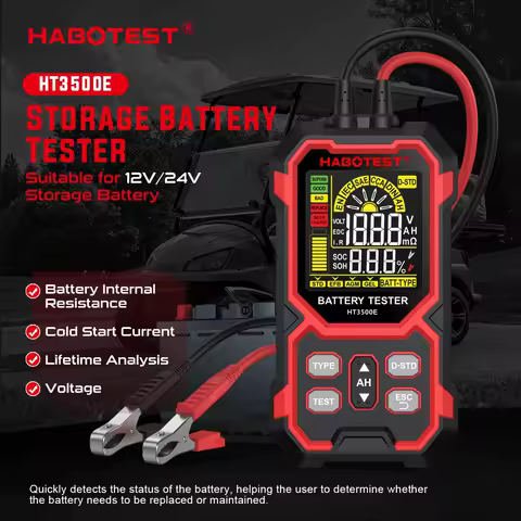 HABOTEST Car Battery Tester 12V/24V HT3500E Car Motorcycle Truck Battery Monitoring, Battery Load, Battery Capacity Tester