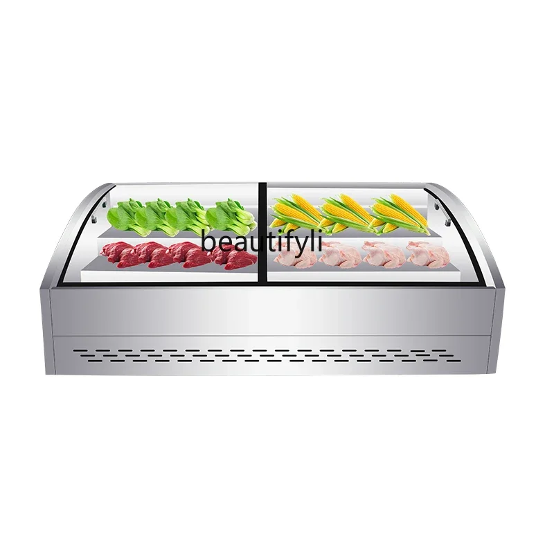 Desktop ladder stall refrigerated display cabinet night market mobile fresh-keeping three-layer frozen freezer