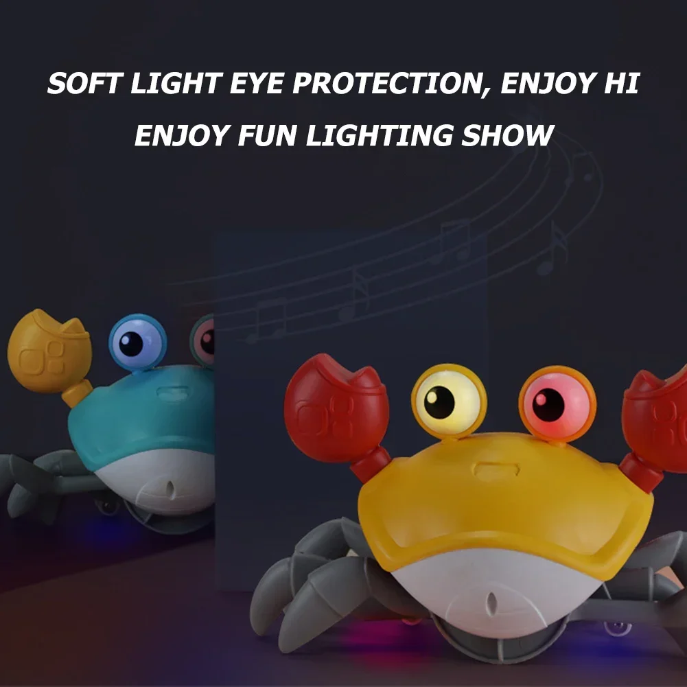 Mascotas electrónicas en movimiento, juguete para bebés, cangrejo, pulpo, cangrejo para gatear, juguete de pulpo para niños, cangrejo de baile de inducción con música LED para niños