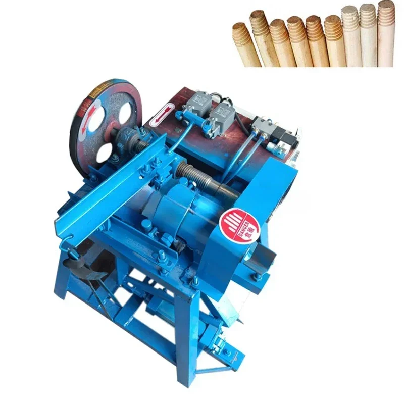 wood rod thread machine / wood broom stick screw making machine / wood stick head thread machine