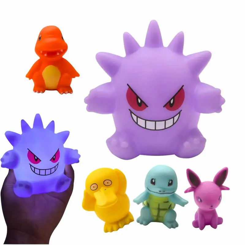 Anime Pokémon Pikachu Gengar Psyduck Squirtle Cartoon Kids Night Light Glowing Toys Bedside Lamp Boys Girls Birthday Party Gifts