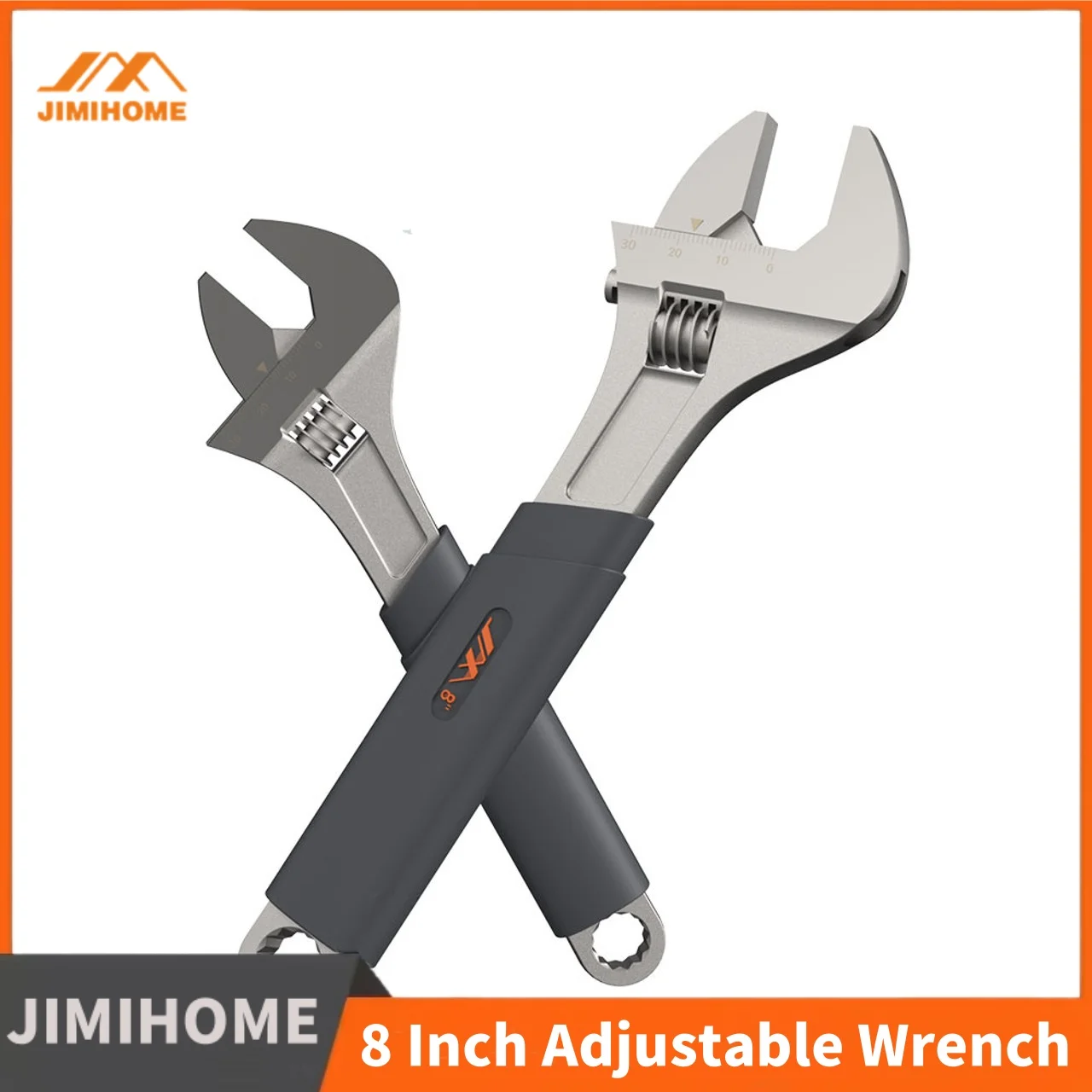 

JIMIHOME Adjustable Wrench, 8-inch Heavy Duty Spanner with Metric Scale Premium Cr-V Steel for Home, Garage, Workshop