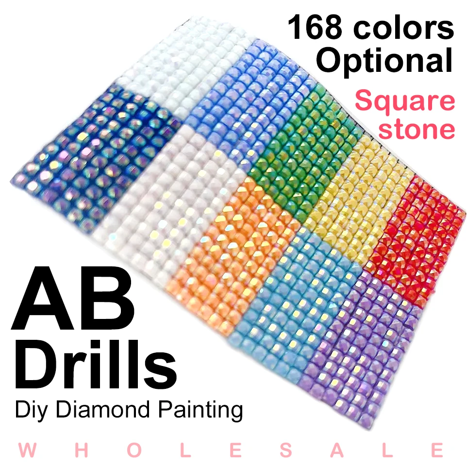 Wholesale AB Square Drill Embroidery 168 Color Rhinestone Diamond Painting Sale Mosaic Stones Resin Electroplating Gift Making