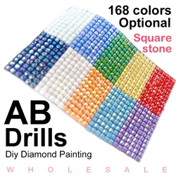 Wholesale AB Square Drill Embroidery 168 Color Rhinestone Diamond Painting Sale Mosaic Stones Resin Electroplating Gift Making