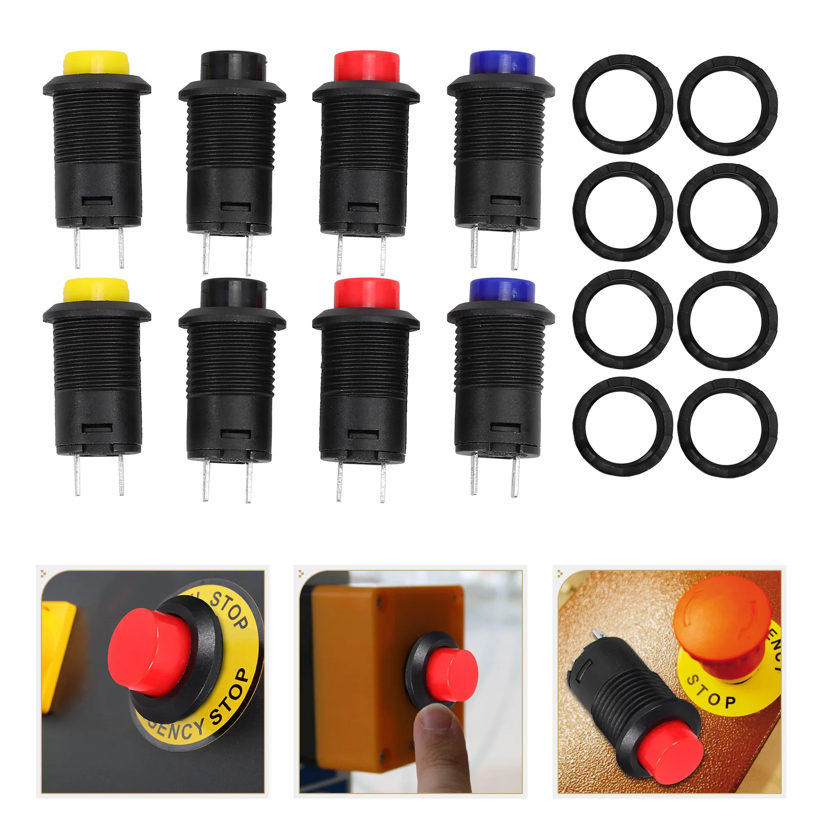

8pcs Push Button Switch Household Replacement Latching Button Switch For Light Appliances Diy Electrical Equipment