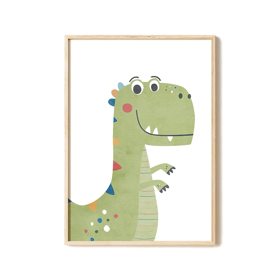 Personalized Cartoon Dinosaur Nursery Wall Art 4