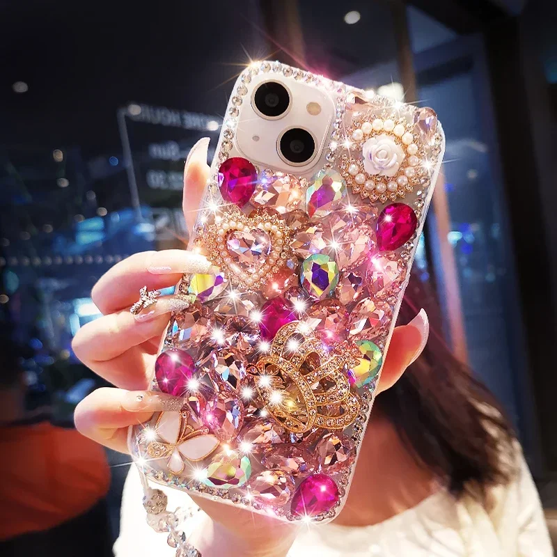 Nova 12  Phone Cases For Huawei Nova 11i 11pro 10 9 SE 8i 10Pro 7SE 5T Rhinestone Cover Lanyard Strap Funda For Nova Y61 Y70