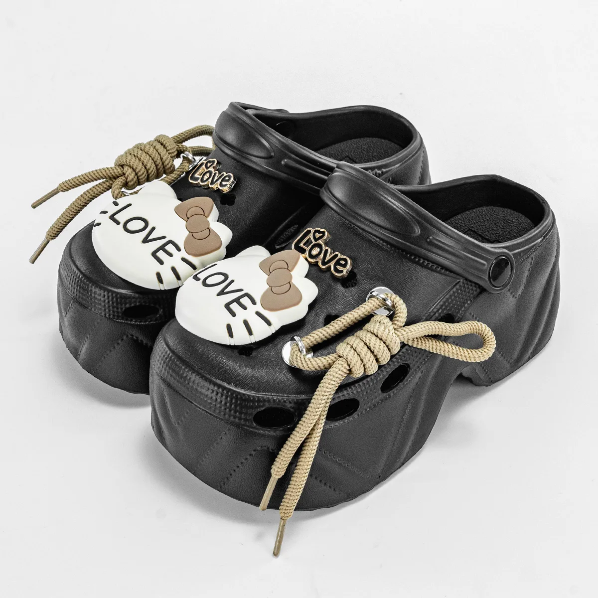 Summer New Cartoon Love Cat Head Fashion Versatile Eva Clogs for Women, Outdoor Casual Slippers, Thick-Soled Non-Slip Height-Increasing Closed-Toe Sandals 8809 - view 3