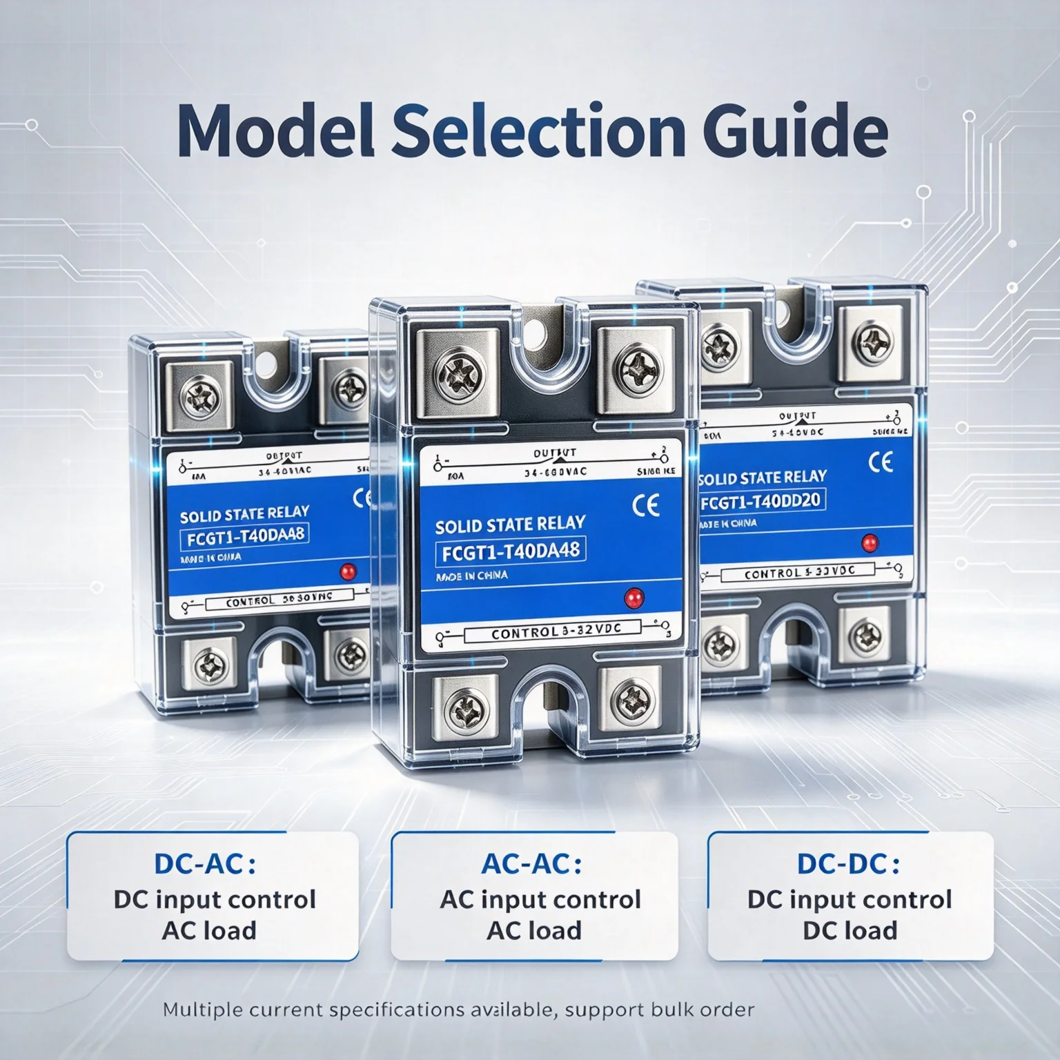 DC Control AC 10A 25A 40A Single Phase SSR DC Control DC AC Control AC Solid State Relay 60A 80A 100A 120A