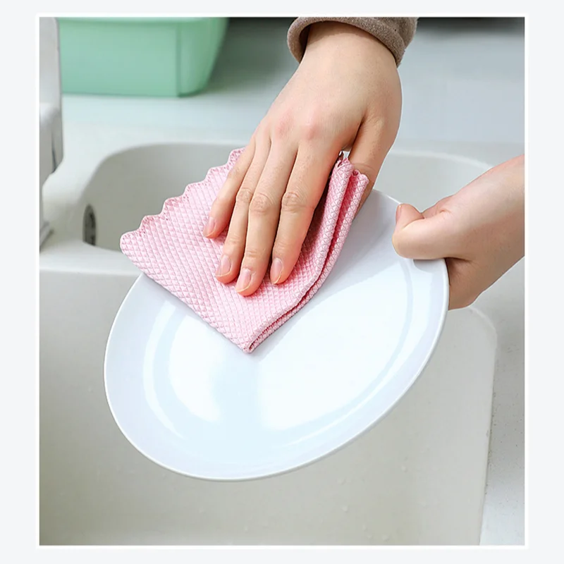 No Trace Glass Cleaning Towel Absorbent Dish Cloth for Tableware Kitchen Rag Towel for Kitchen Cleaning Tool kitchen accessories