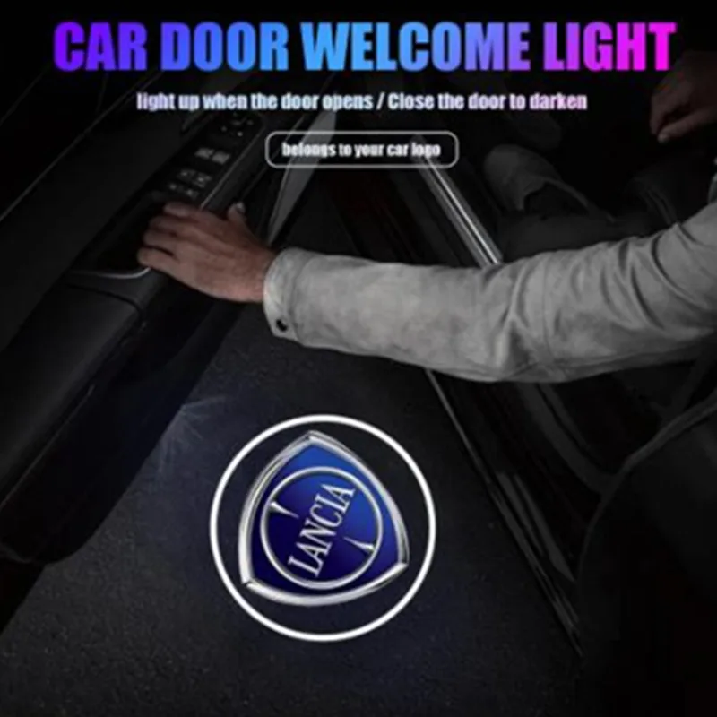 2PCS LED Car Door  Projection Light For Lancia Delta Ypsilon Lybra Musa Kappa Voyager Car Welcome Light Decorative Lamp New