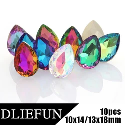 Dliefun 10Pcs Bulk Wholesale Glass Diamond Glitter Droplet Shape Crystal  For Clothing DIY Sewing Rhinestones Dress Decorations