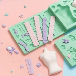 Silicone Fondant Mold Wedding Cake Decoration Mold Action Figure Mold Feather Mold Kitchen Baking Tools
