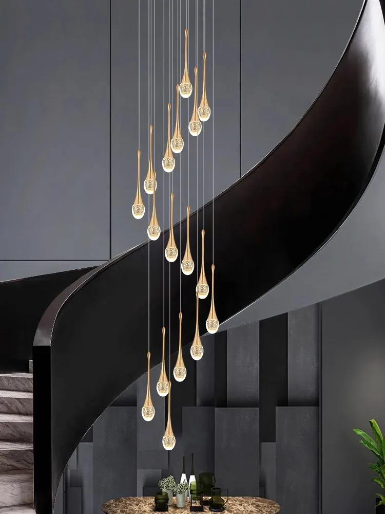 Imagem -04 - Modern Stair Crystal Chandelier Edifício Duplex Led Pendant Light Sótão Pendurado Lâmpada Brilho Luminária Villa Sala de Estar