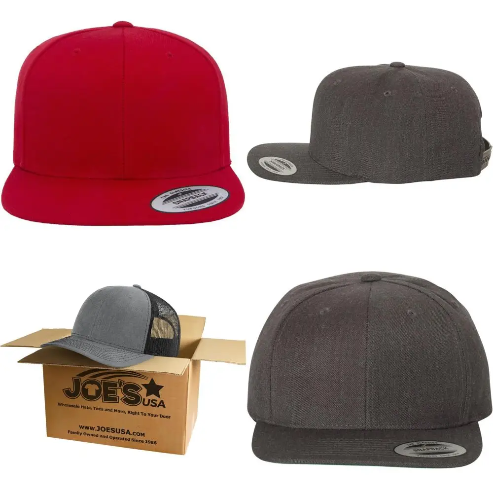 

Six-Panel Premium Flatbill Snapback Cap Bulk Blank Hats for Men Women Classic Style Accessories