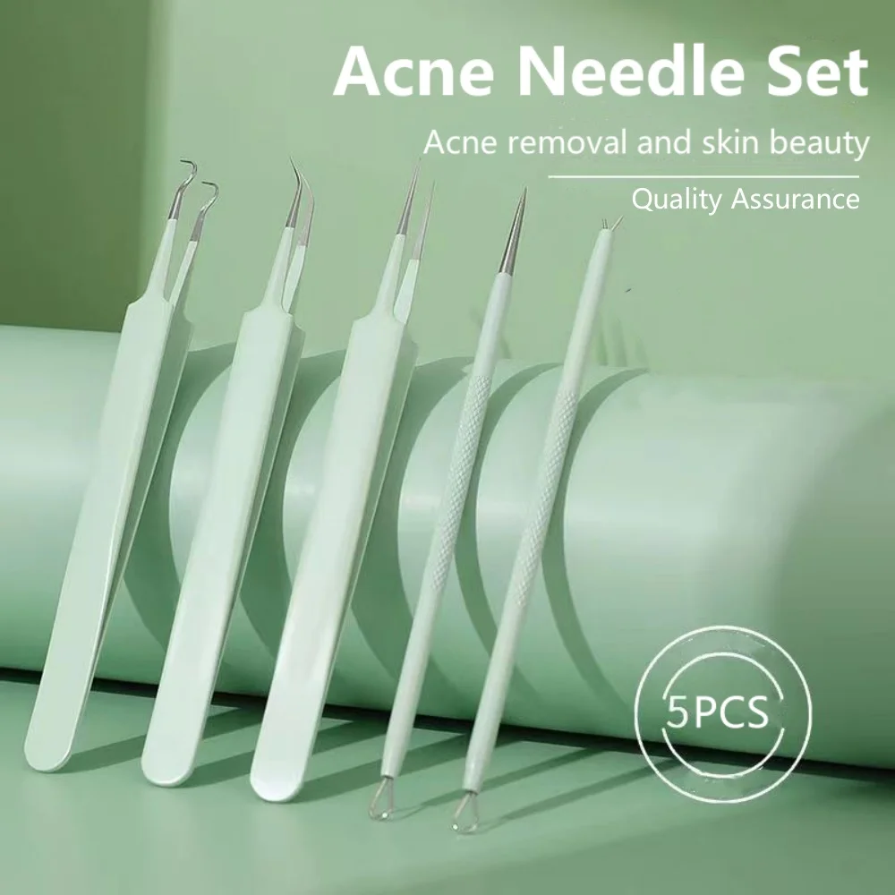 5 pz/set Acne Ago In Acciaio Inox Acne Clip Set Spremere Comedone Brufolo Cellule Acne Ago Bellezza Strumenti Puliti Del Viso
