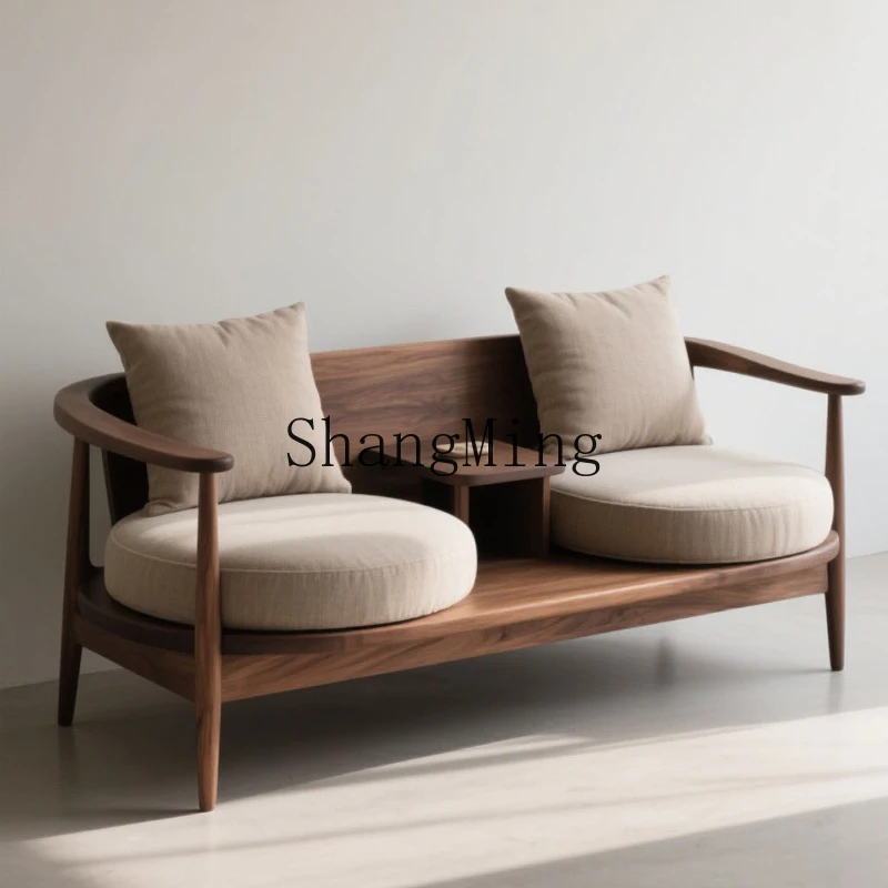 

ZYY household black walnut solid wood double one-piece chair new Chinese simple fabric chaise longue