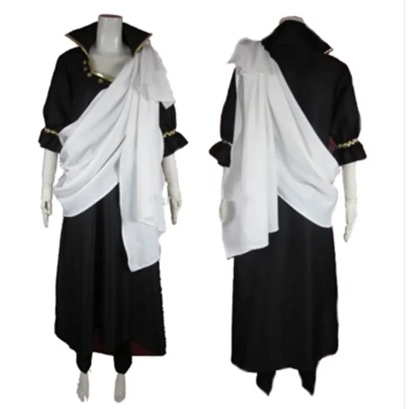 New arrival Fairy Tail Zeref men cosplay costume full set and wig long coat pants and white cloth Halloween cosplay women