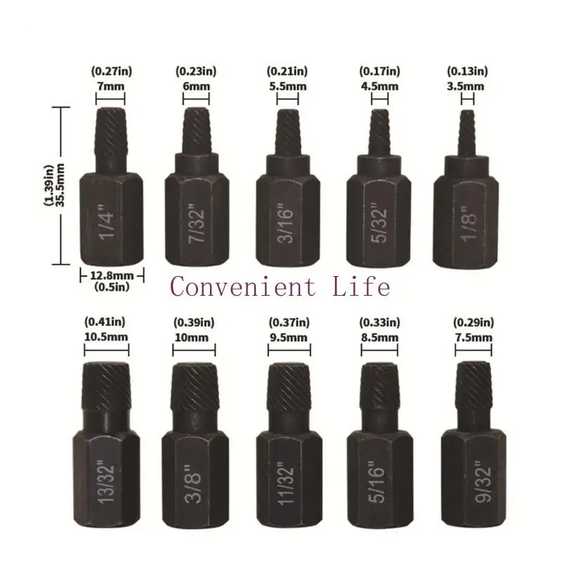 L1EE 10 قطعة مجموعة مستخرج المسمار الثقيلة مجموعة مستخرج المسمار والمسمار لإزالة البراغي المكسورة والمسامير والأزرار والتجهيزات، #6