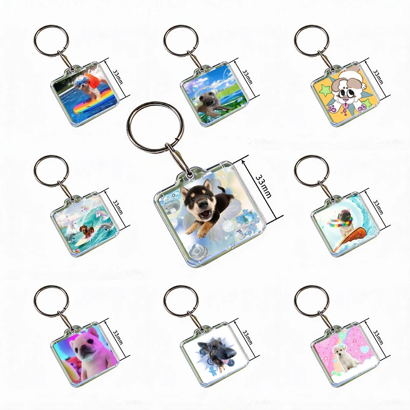 Creative Funny Frutiger Aero Dog Acrylic Keychain Handmade Hanging Clothes Backpack Decoration Accessories Gifts with Friends