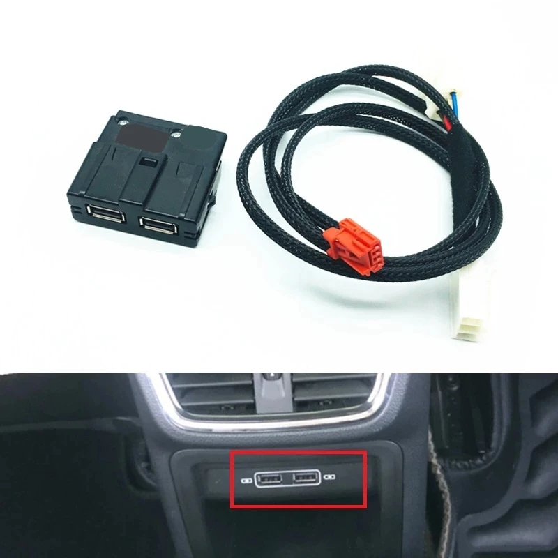 Car Armerst USB Socket Rear Seat USB Adapter Wiring Harness for Tiguan MK2 Octavia Superb Kodiaq 5QD035726