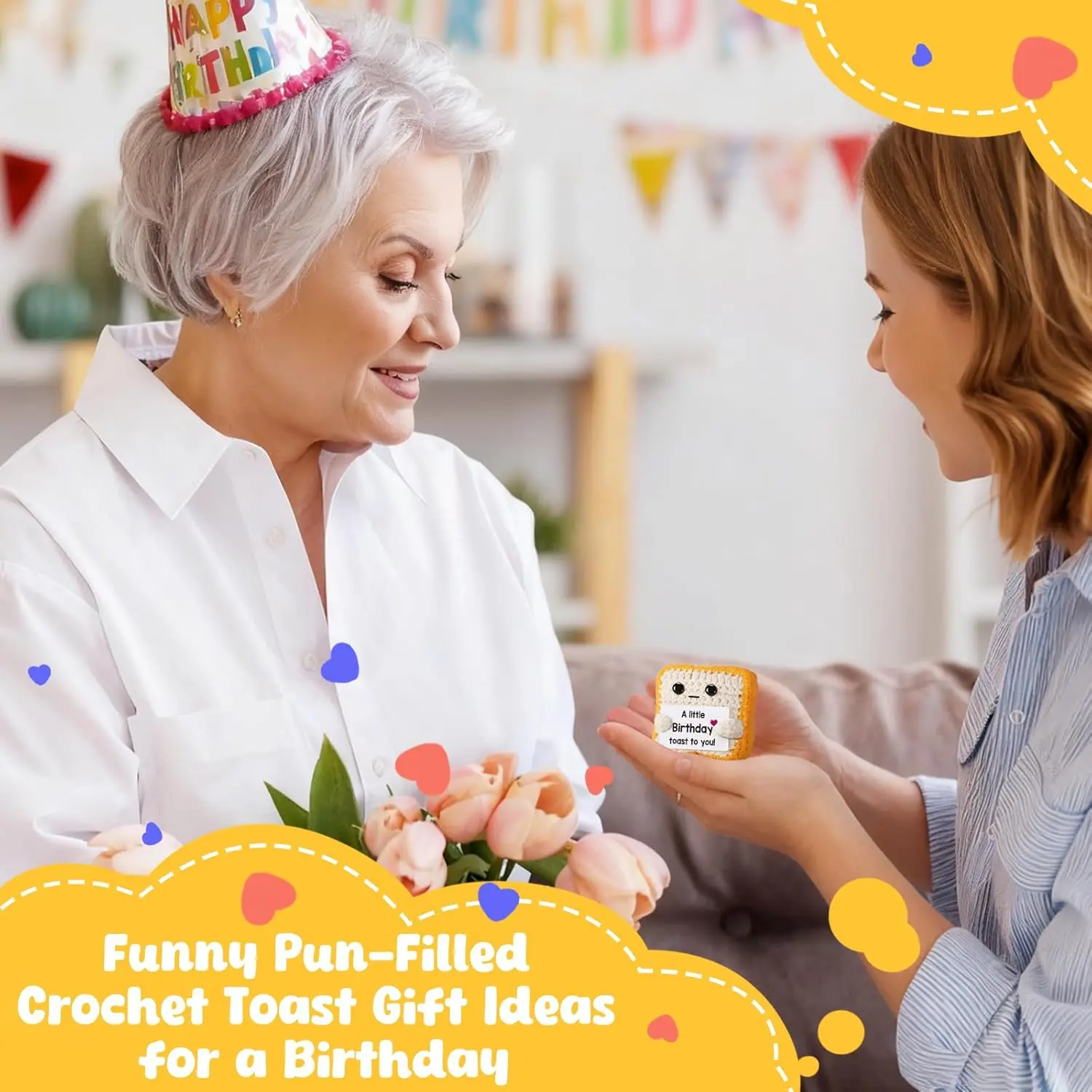 New Crochet Toast Positive Energy Handmade Knitting Doll Home Room Decoration Creative Handmade Xmas Coffee Doll Birthday Gifts