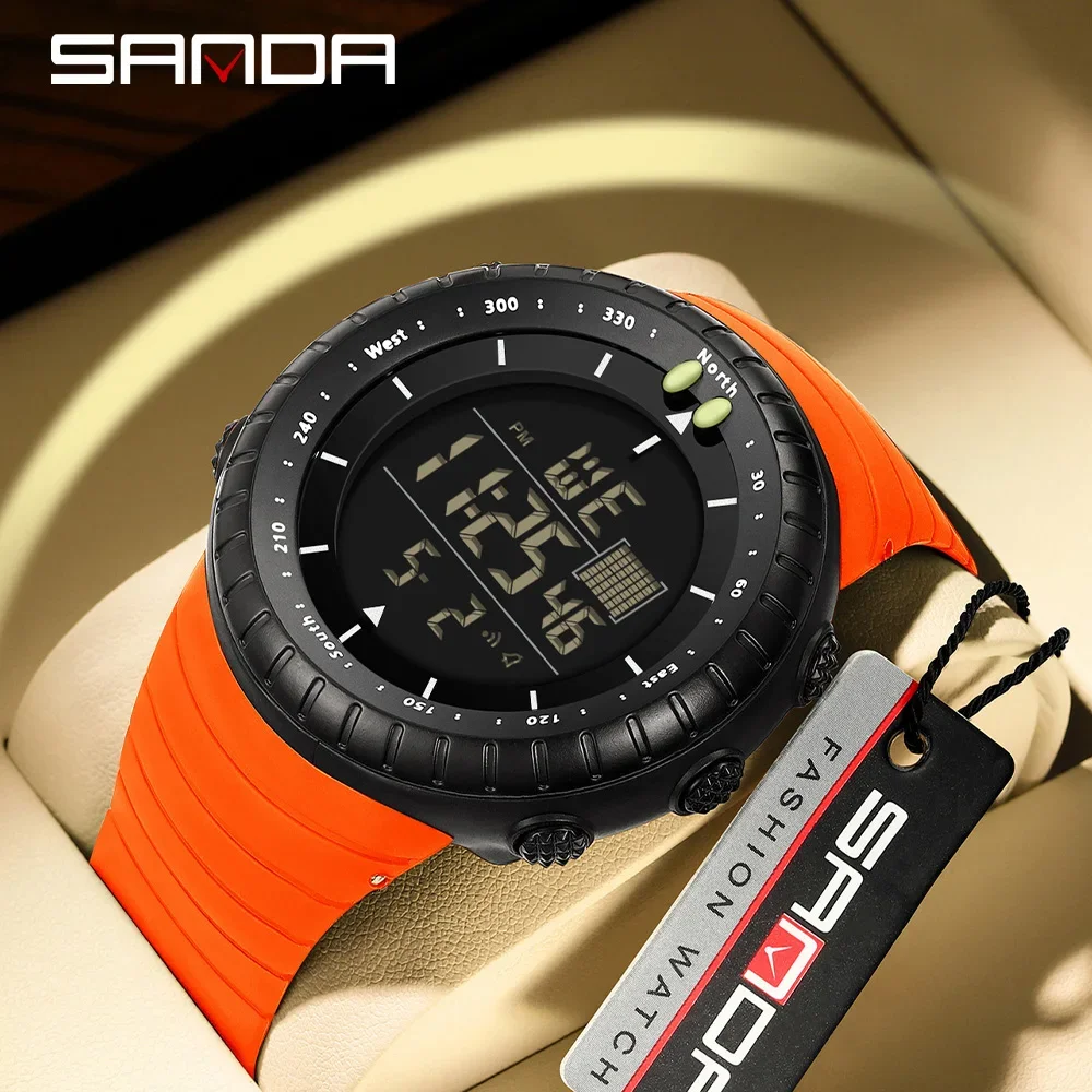

SANDA 6256 модные мужские электронные часы спортивные многофункциональные с большим циферблатом водонепроницаемые светодиодные студенческие электронные часы будильник