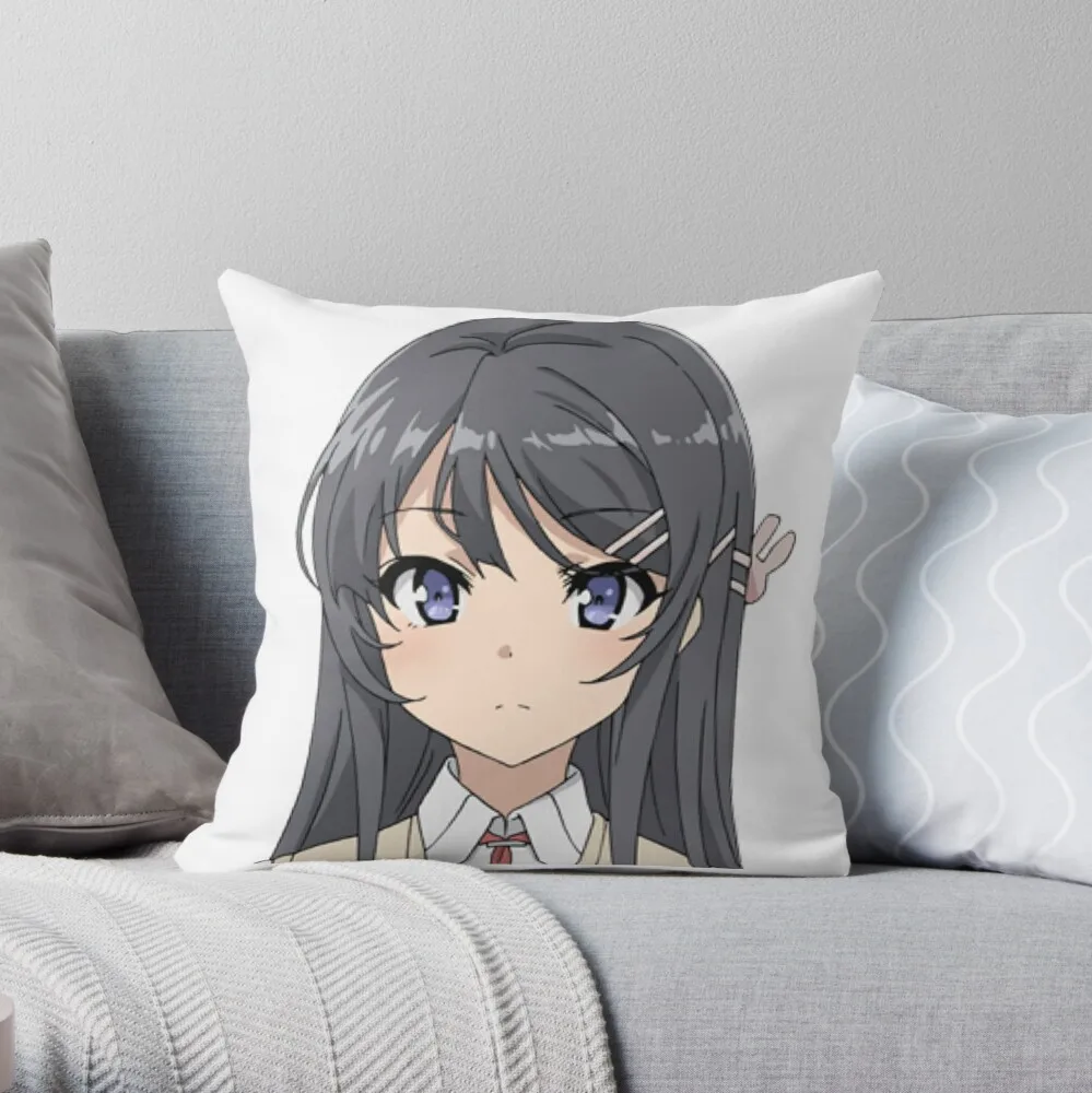 Mai Sakurajima - RASCAL DOES NOT DREAM OF BUNNY GIRL SENPAI Throw Pillow Cusions Cover Cushion Cover