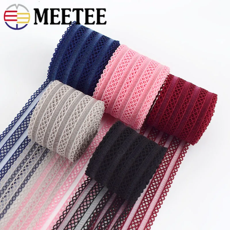 10/20Yards Meetee 18/35mm Elastic Bands Lace Mesh Trim Webbing Ribbon Underwear Strap Bag Clothing DIY Sewing Accessories