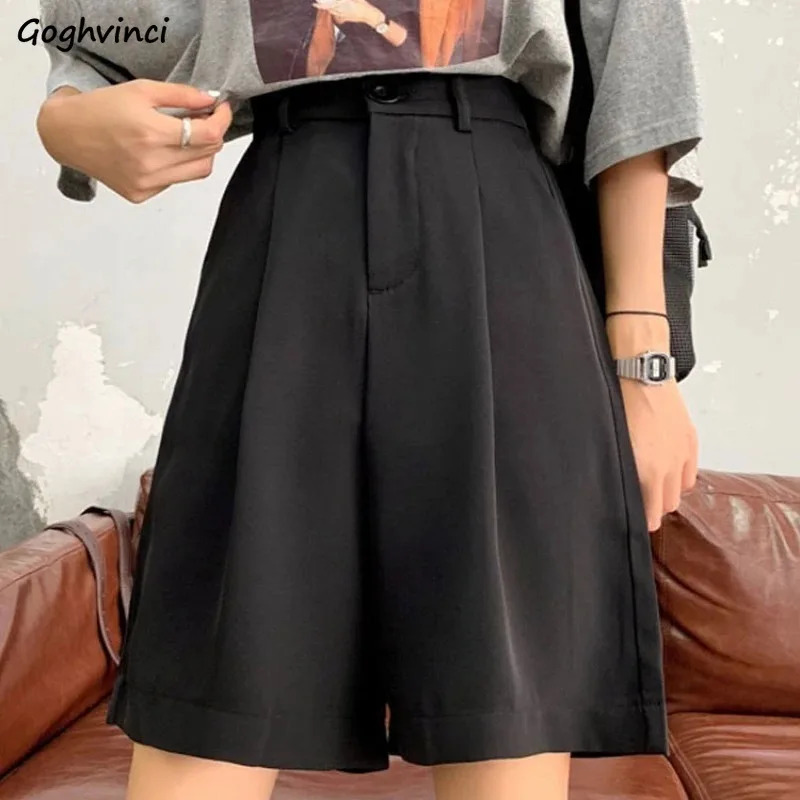 

Straight Shorts Women High Waist Korean Fashion Solid All-match Casual Streetwear Simple Popular Summer Drape Daily Classic Y2k