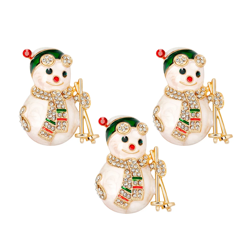 Pin do broche do boneco do Natal, Pinos de lapela do inverno, Snowflake Badge for Clothes, 3 pcs