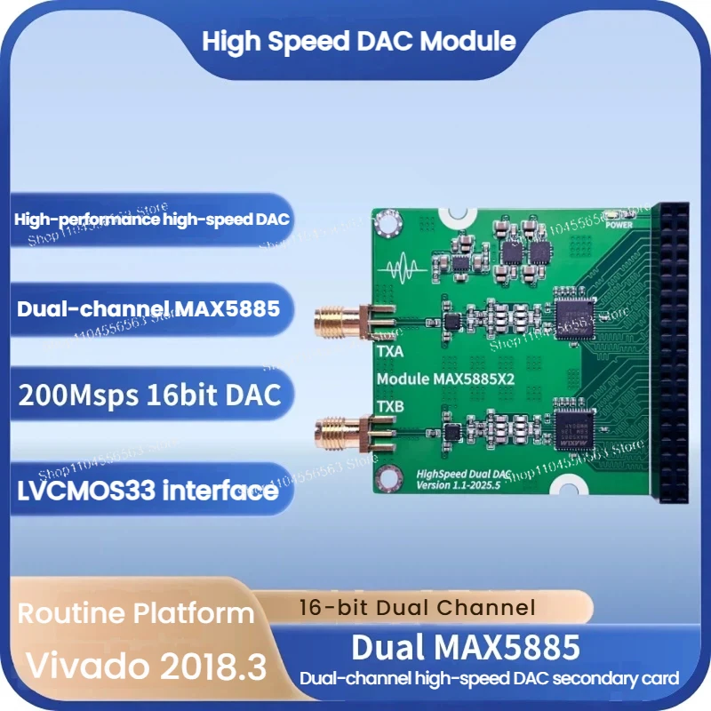 Dual-Channel MAX5885 High-Speed DAC Module for Arbitrary Waveform Generation in Test Equipment
