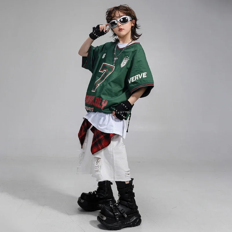 소녀 힙합 Tshirt streetwear 댄스 카고 바지 소년 k-pop 풀오버 어린이 재즈 의류 세트 어린이 거리 댄스웨어 의상