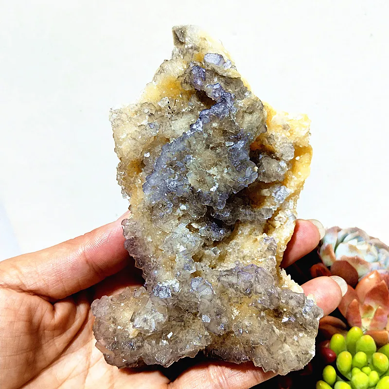 Natural Yellow Amphibolite Associated Fluorspar Sample Ore Meditation Magic Energy Feng Shui Crystal Home Decorative