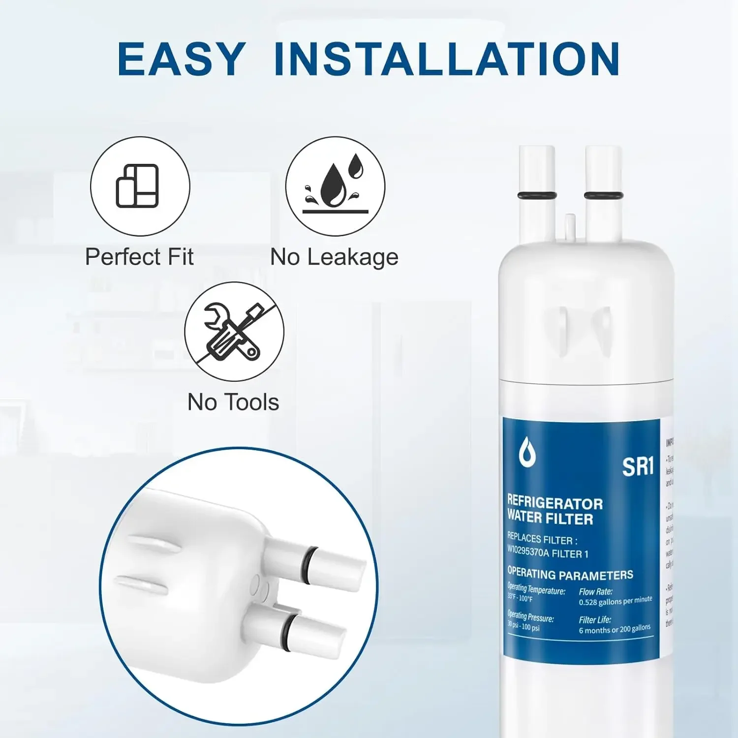 Replace For whirpool EDR1RXD1 Refrigerator Water Filter, Everydrop Filter 1,W10295370A,P8RFWB2L, P4RFWB, Kenmore 9081(1-5Packs)