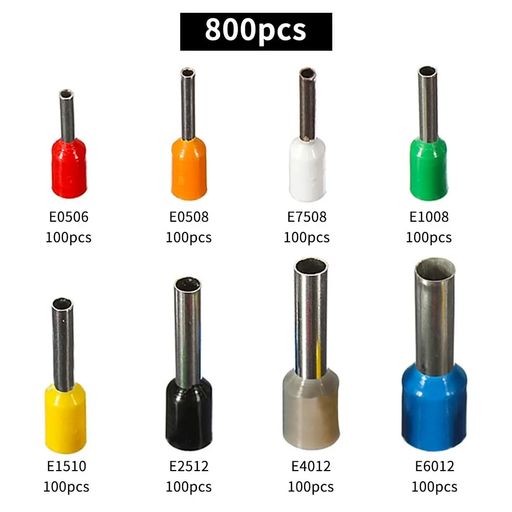 800 Pcs Wire Ferrule Terminal Kit- Ferrule Wire Crimp Pin Terminal Connector Wire End Terminals-AWG 22-10