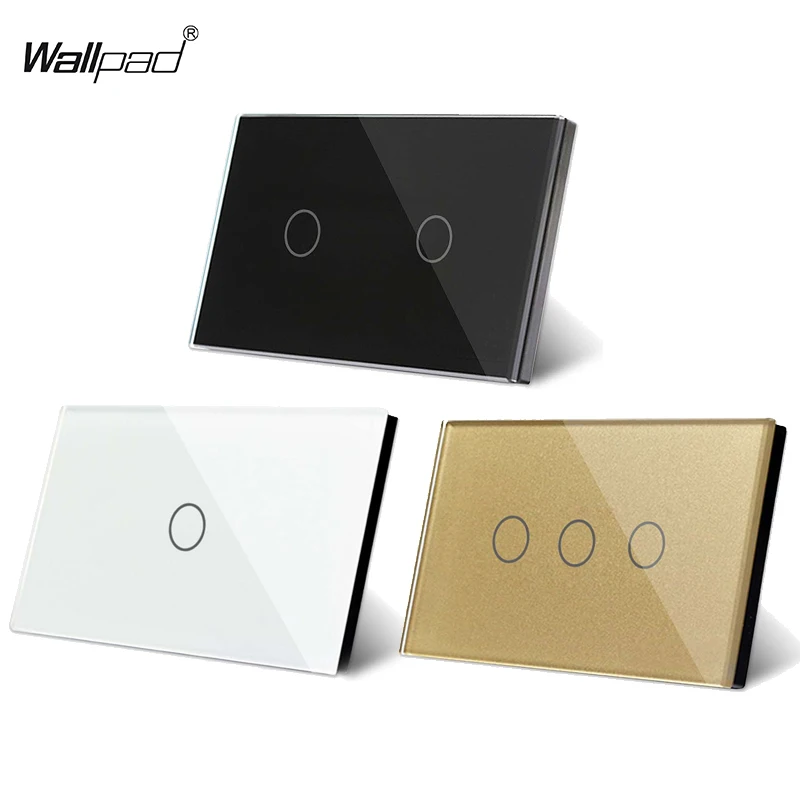 118*72mm 1 2 3 Gang 1 2 3 Way US AU BR Touch Switch Panel Wallpad White Black Gold Glass Wall Light Sensor Button 110-220V Box