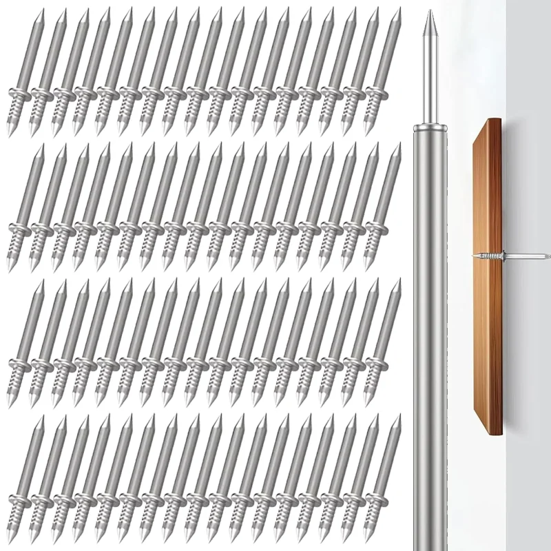 Double Head Skirting Board Nails Thread Seamless Nails Invisible Screw with Sleeve Wood Baseboard Nail Fastener for Furniture